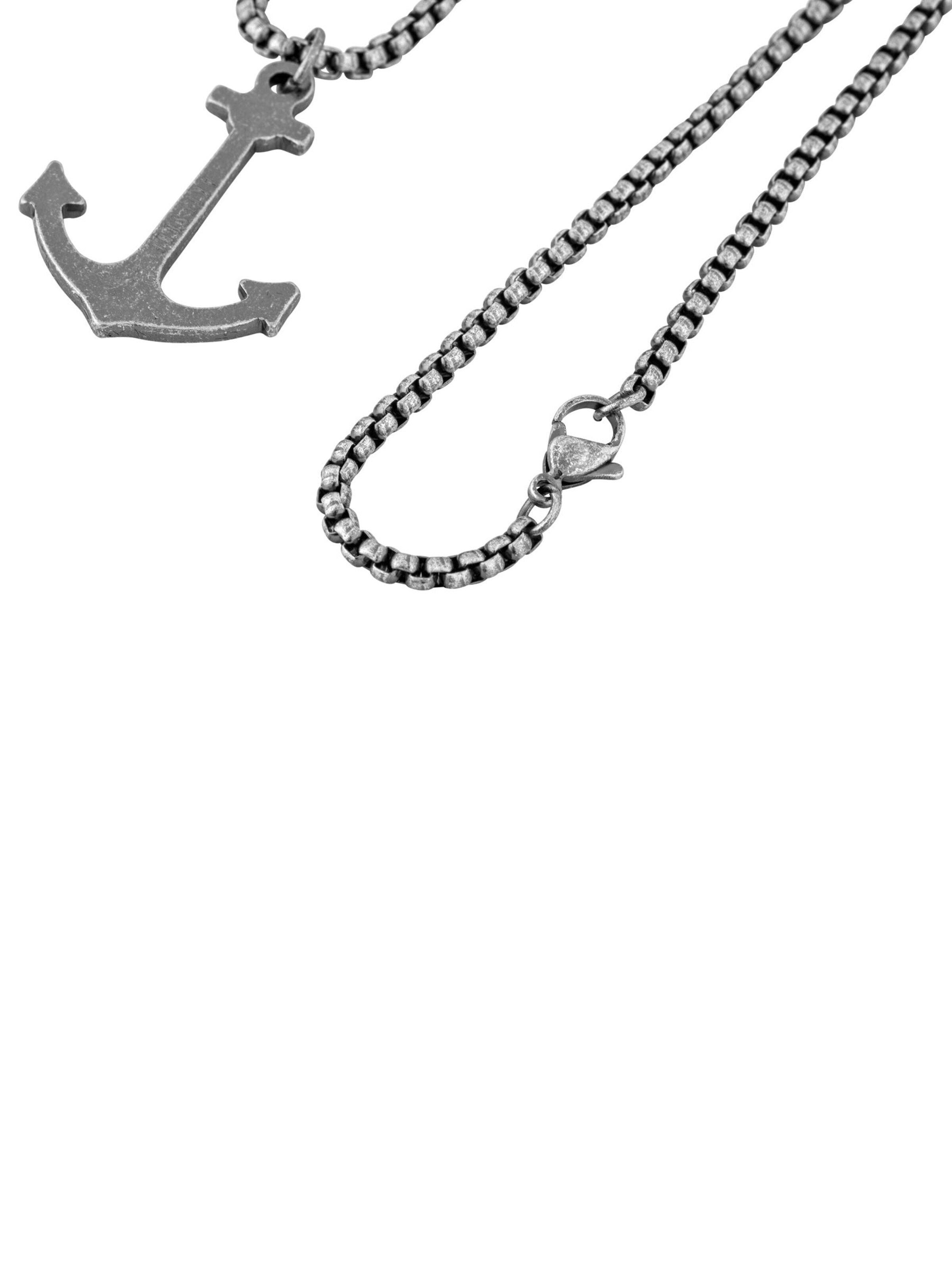 Akitsune Necklace 'Portus Anchor Pendant / Necklace Antique Silver 70 cm' in Silver