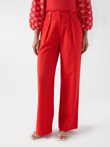 Salsa Jeans Wide leg Pleat-Front Pants in Red: front