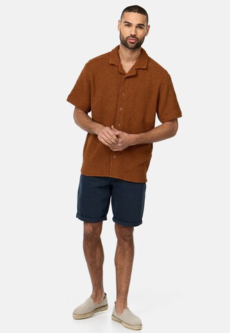 INDICODE JEANS Regular fit Button Up Shirt 'Raney' in Brown