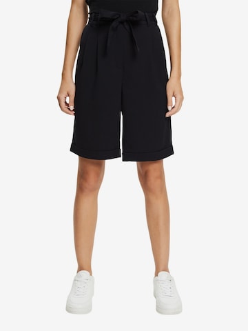 ESPRIT Regular Pleat-Front Pants in Black