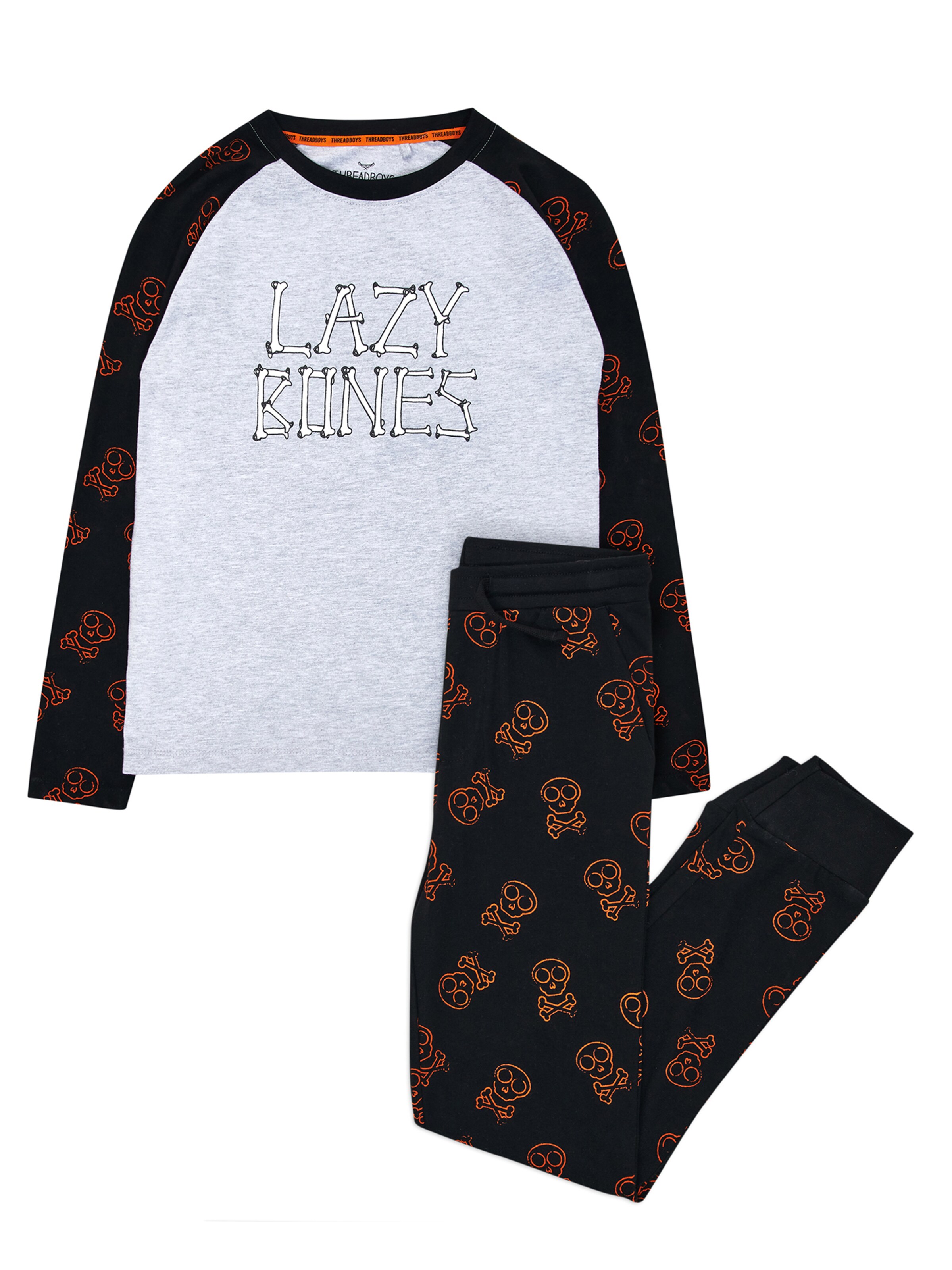 Threadboys Set 'Bone Halloween' in Zwart: voorkant