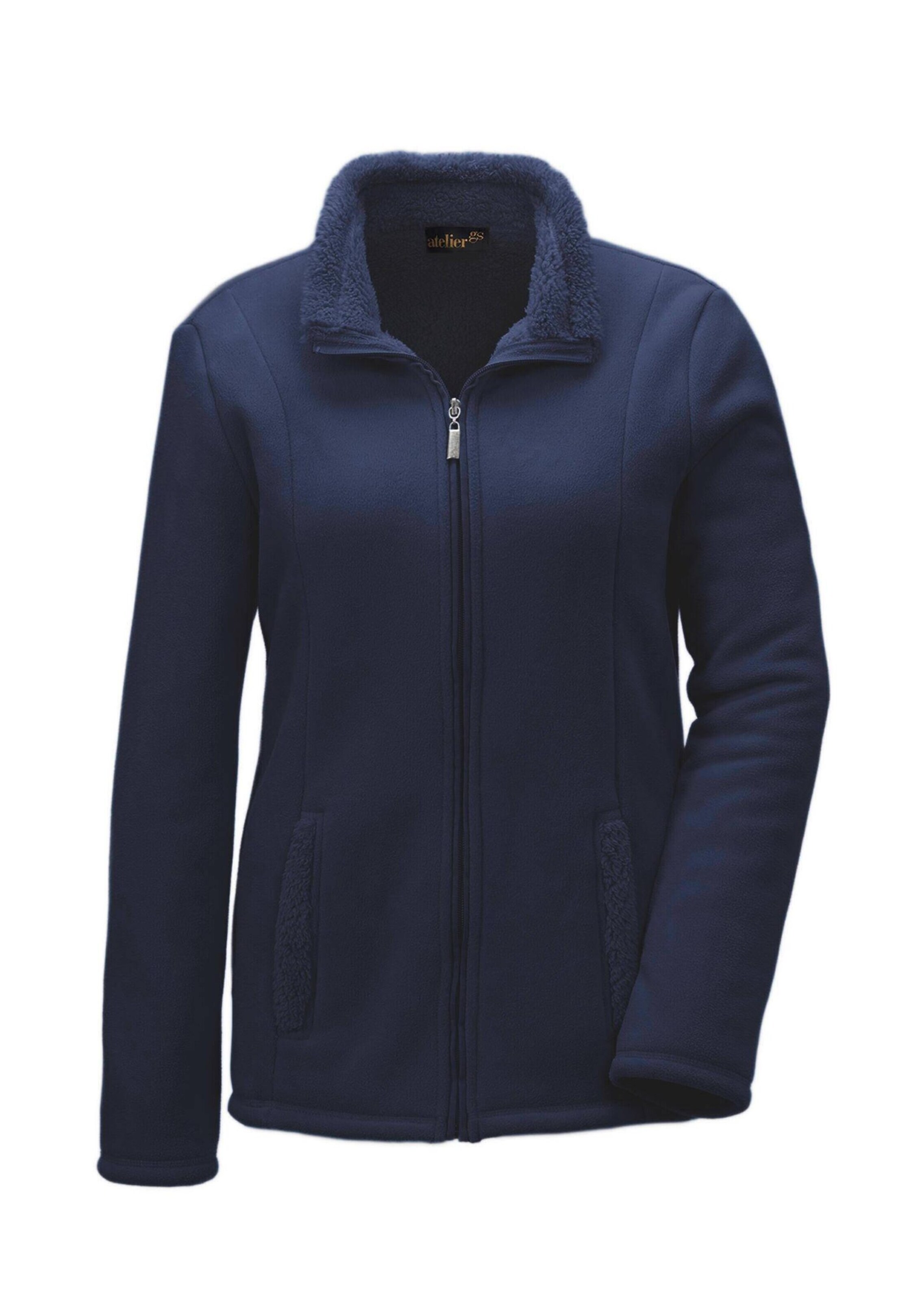 Goldner Fleecejacke in Blau: Vorderseite