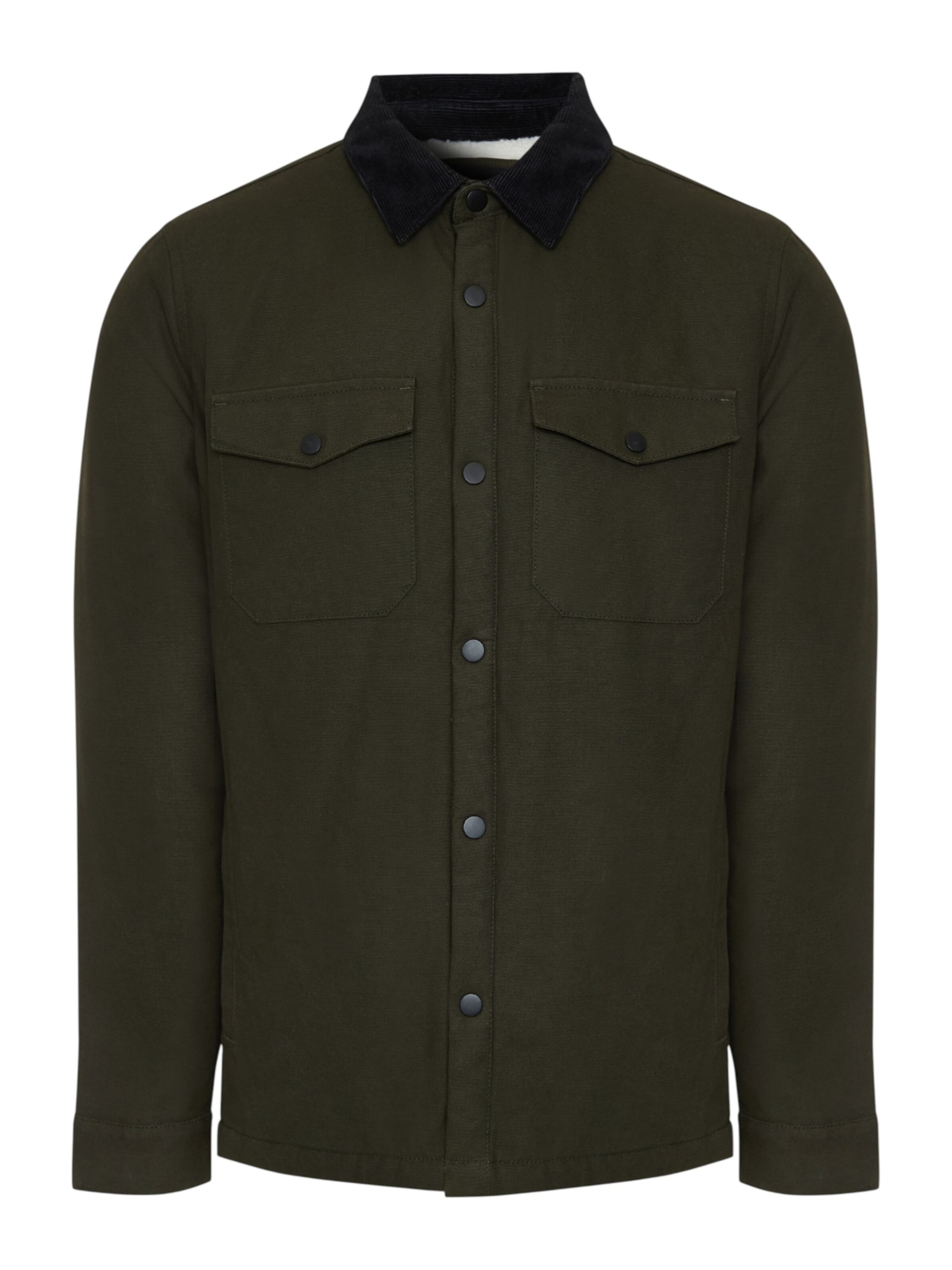 Threadbare Hemdjacke 'Cottage' in Grün: Vorderseite