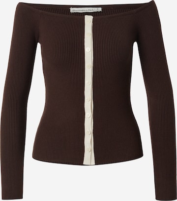 Abercrombie & Fitch Плетена жилетка в кафяво: отпред