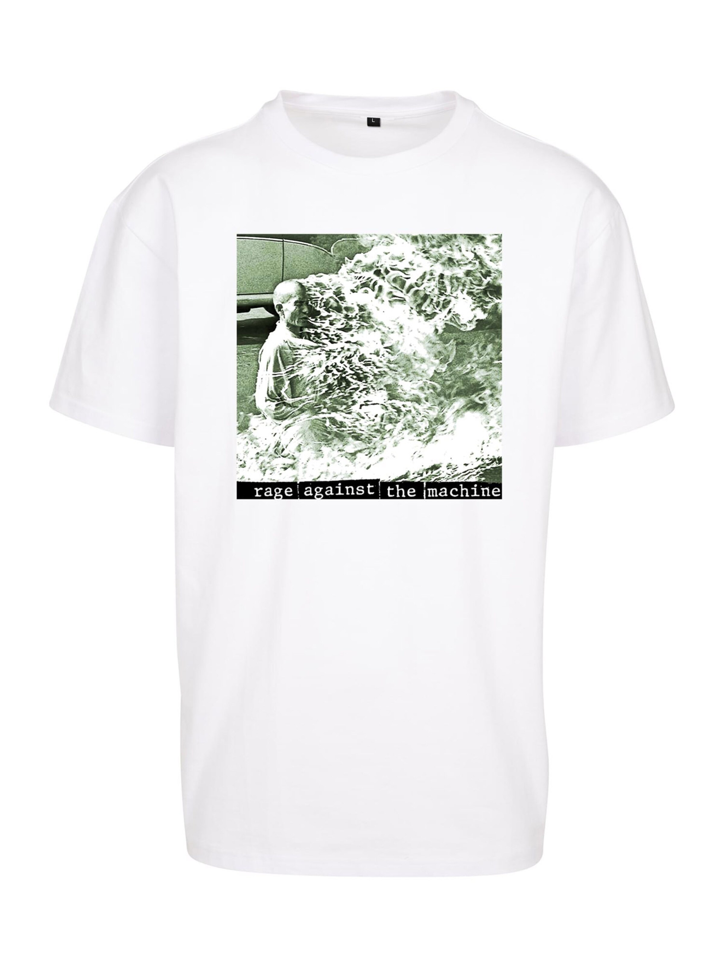 Maglietta 'Rage Against the Machine' di MT Upscale in bianco: frontale