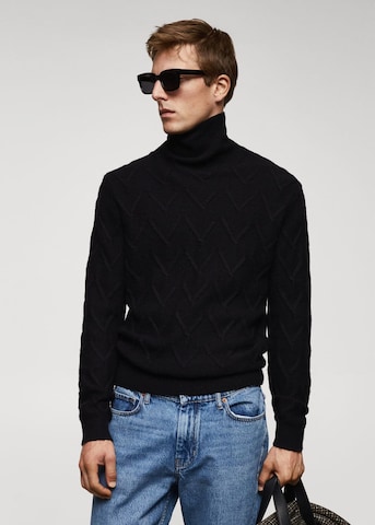 MANGO MAN Пуловер 'LADERA' в черно: отпред