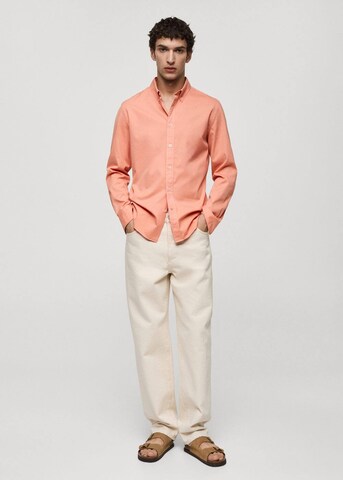 MANGO MAN Regular fit Button Up Shirt 'Pego' in Orange