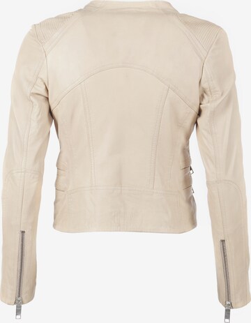 Maze Biker Lederjacke mit auffälligem Innenfutter ' Chrystal ' in Beige