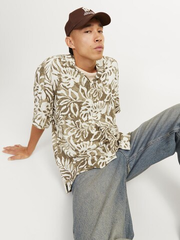 JACK & JONES Comfort fit Button Up Shirt 'JJBlurexton' in Beige
