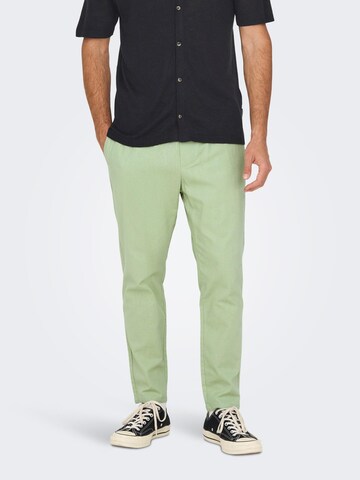 Regular Pantalon 'Linus' Only & Sons en vert : devant