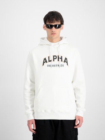 balta ALPHA INDUSTRIES Megztinis be užsegimo 'College': priekis