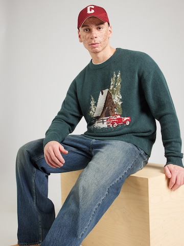 zaļš Abercrombie & Fitch Džemperis 'HOLIDAY NOVELTY': no priekšpuses