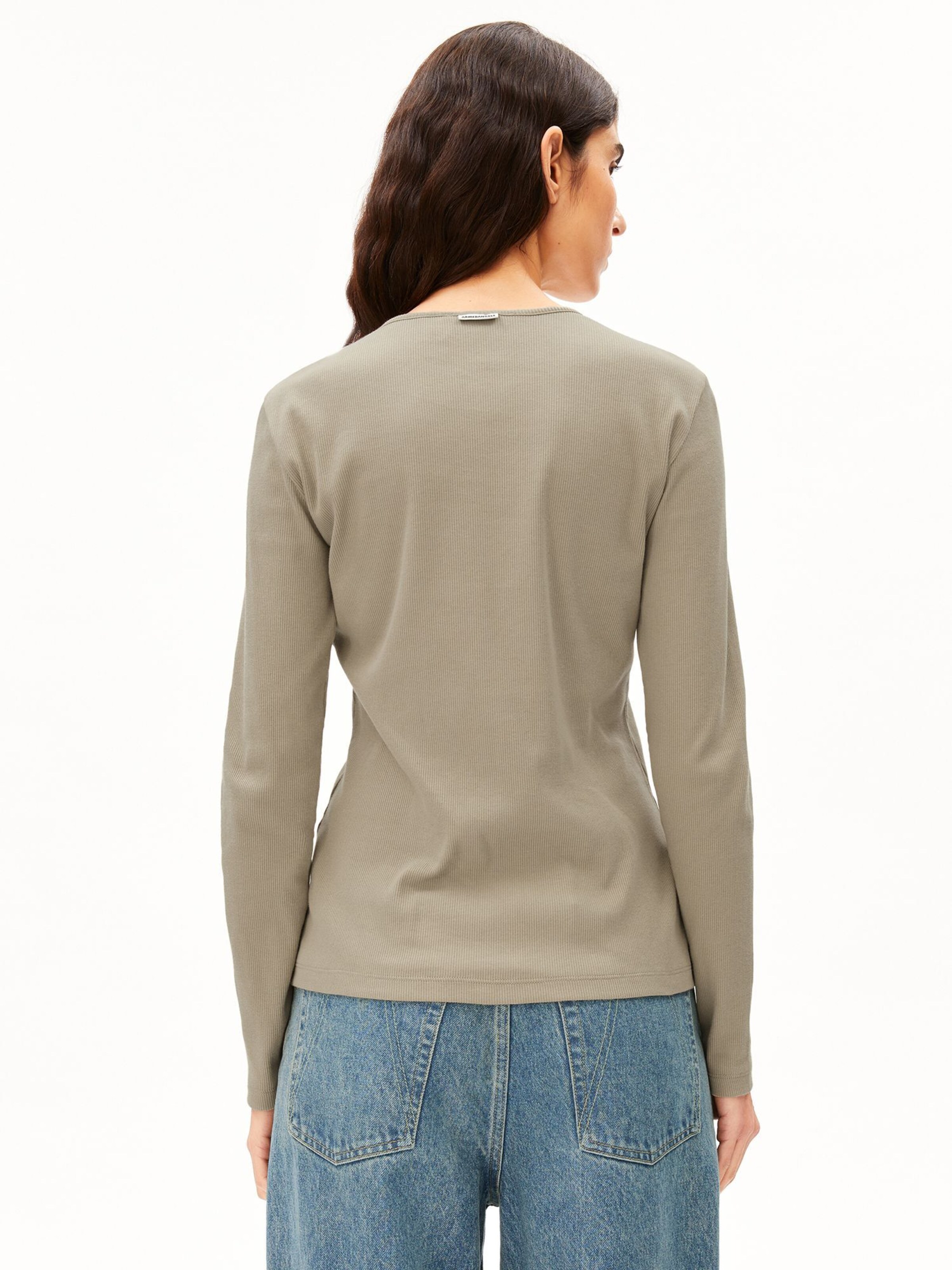 ARMEDANGELS Longsleeve RIB BUTTON in Grün: Vorderseite