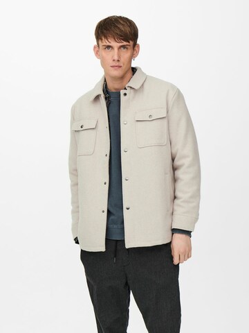 Only & Sons Tussenjas in Beige: voorkant