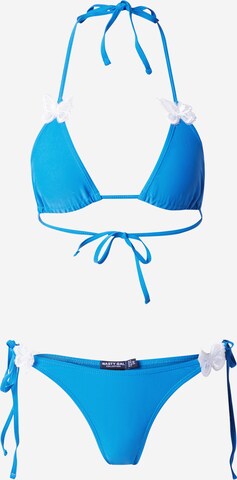 Nasty Gal Triangel Bikini in Blauw: voorkant