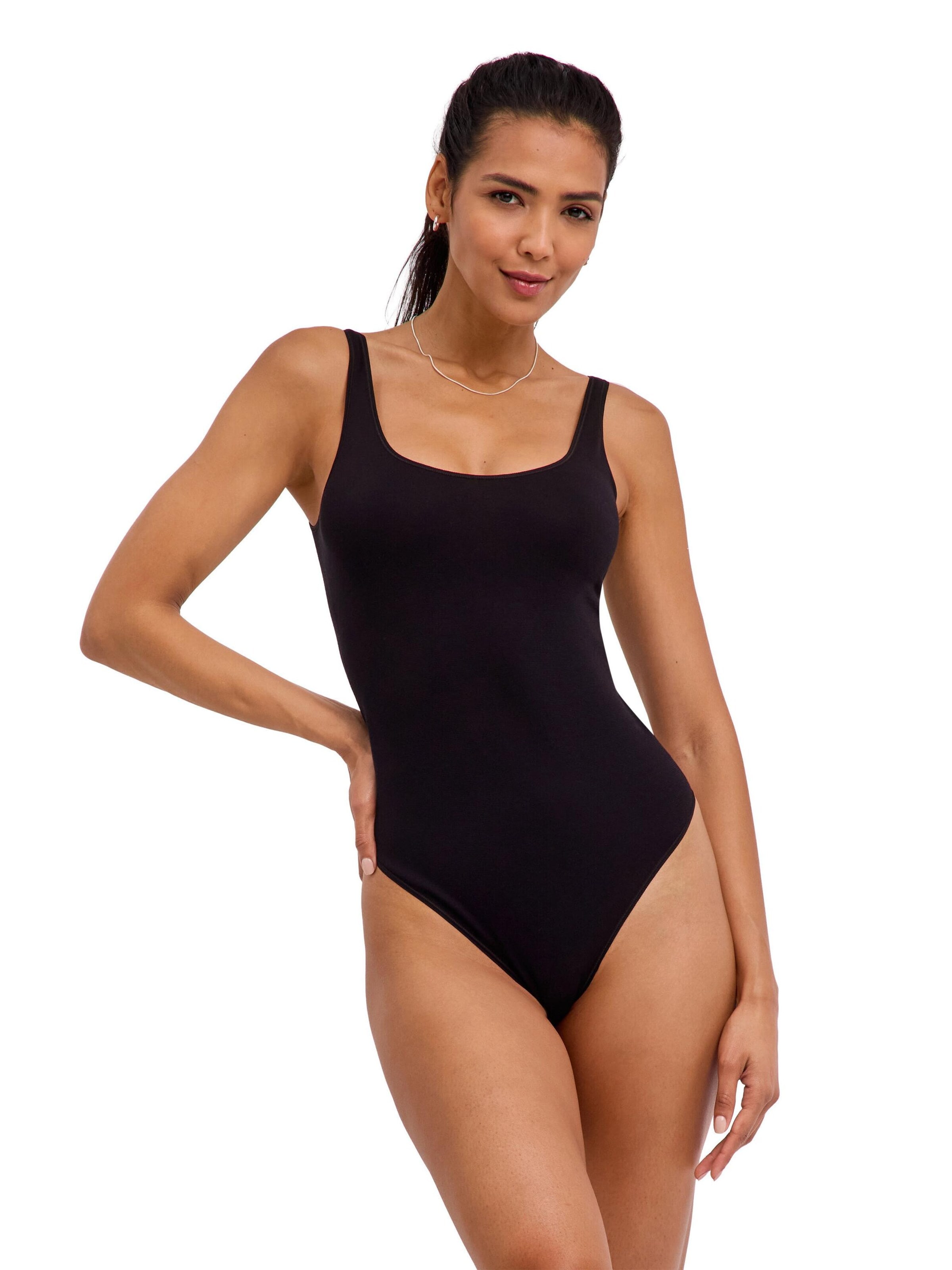FALKE Body 'Timeless Cotton Tank String'‌‌‌‌‌‌‌‌‌‌ in Schwarz: Vorderseite