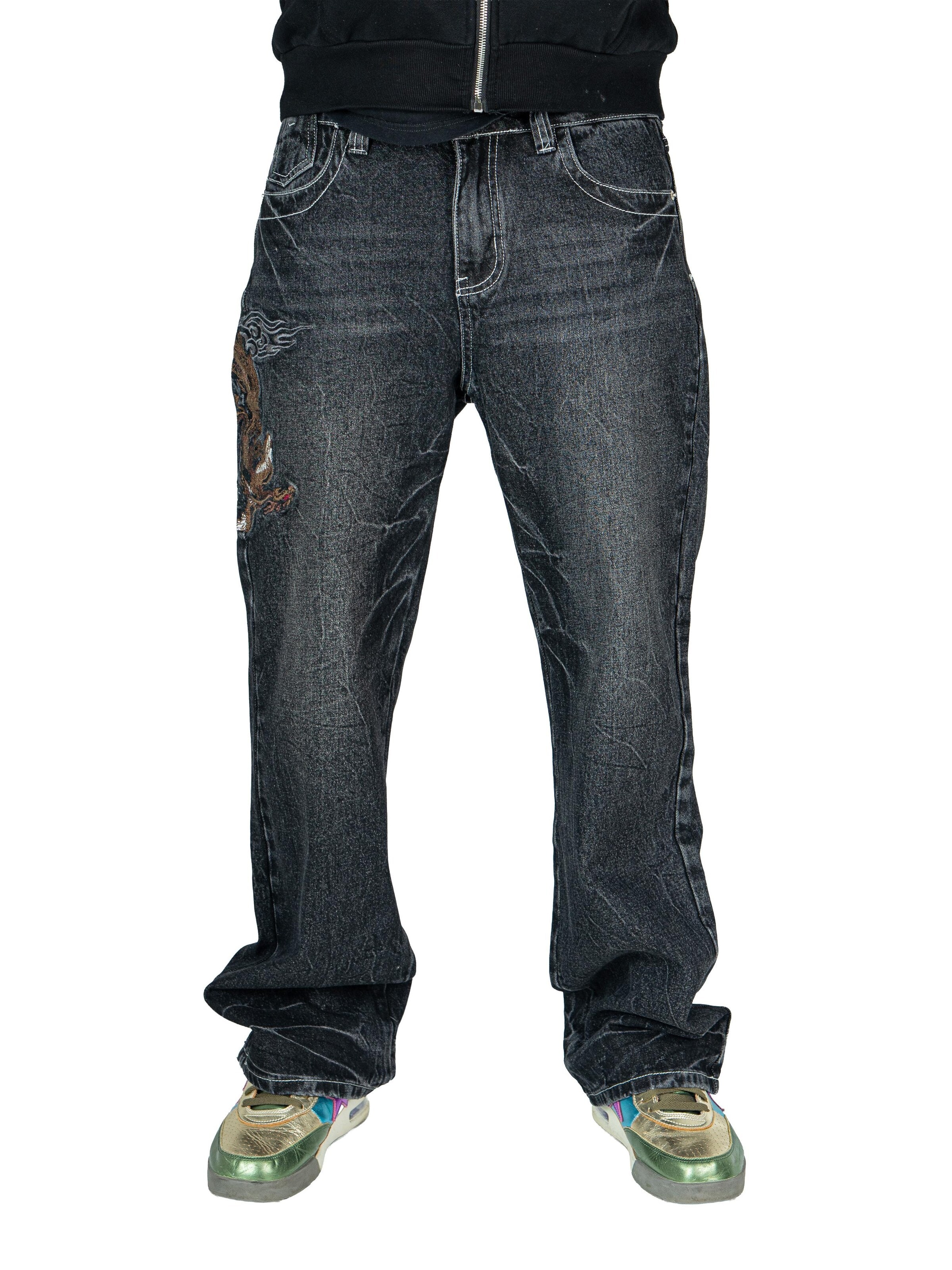 RVNI Berlin - Ropa ancha Vaquero 'Grey Japanese Style Phoenix Denim' en gris: frente