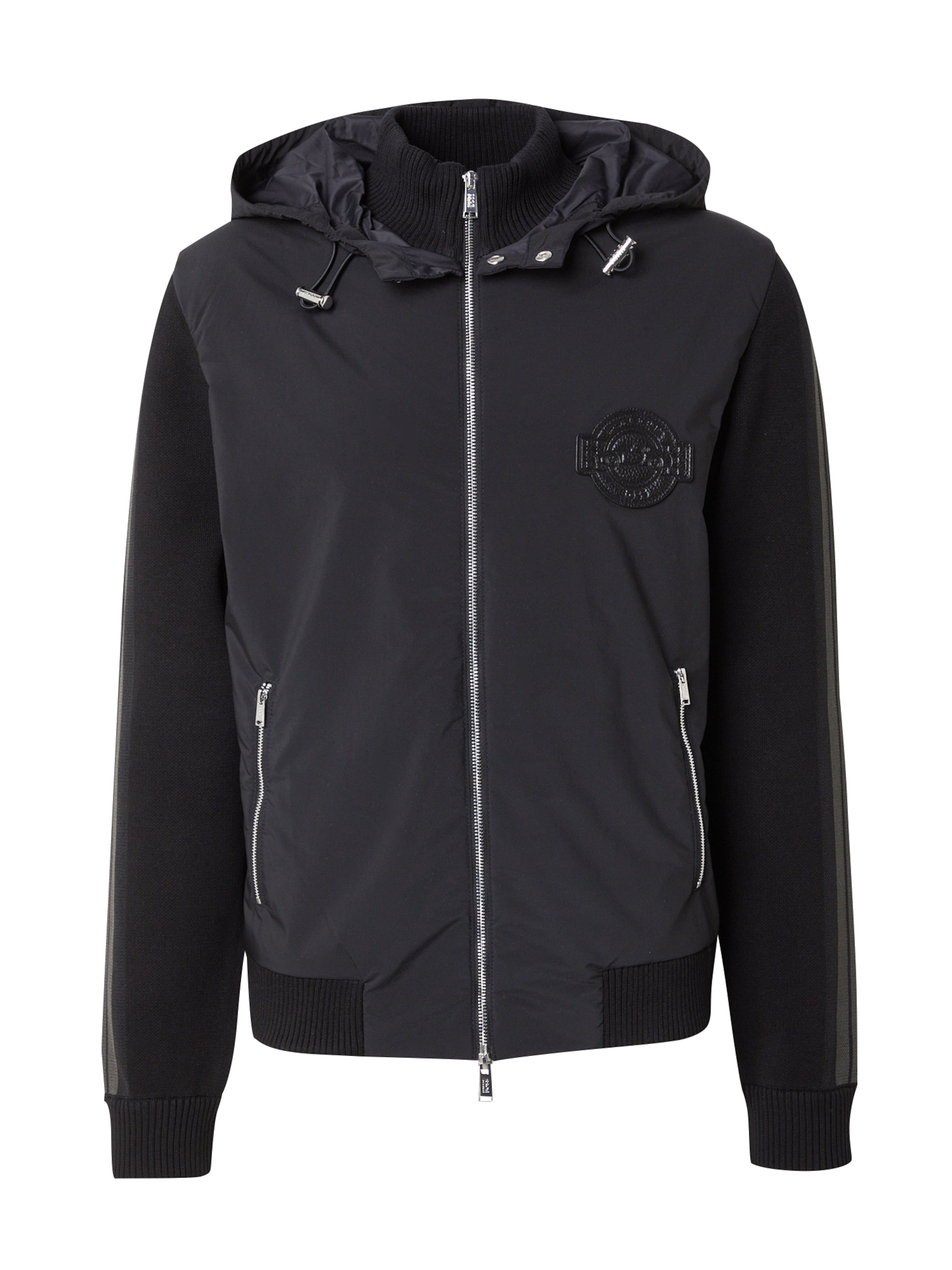 BOSS Strickjacke 'Ibrido' in Schwarz: Vorderseite