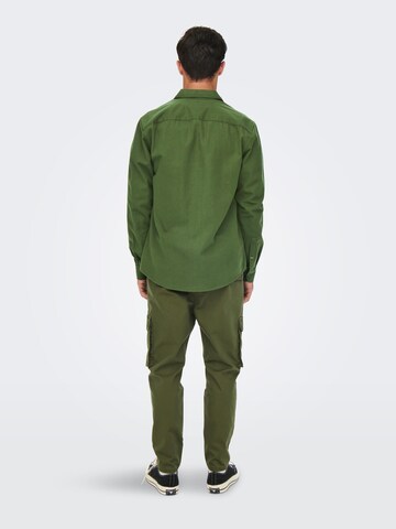 Only & Sons Regular fit Button Up Shirt 'WES' in Green