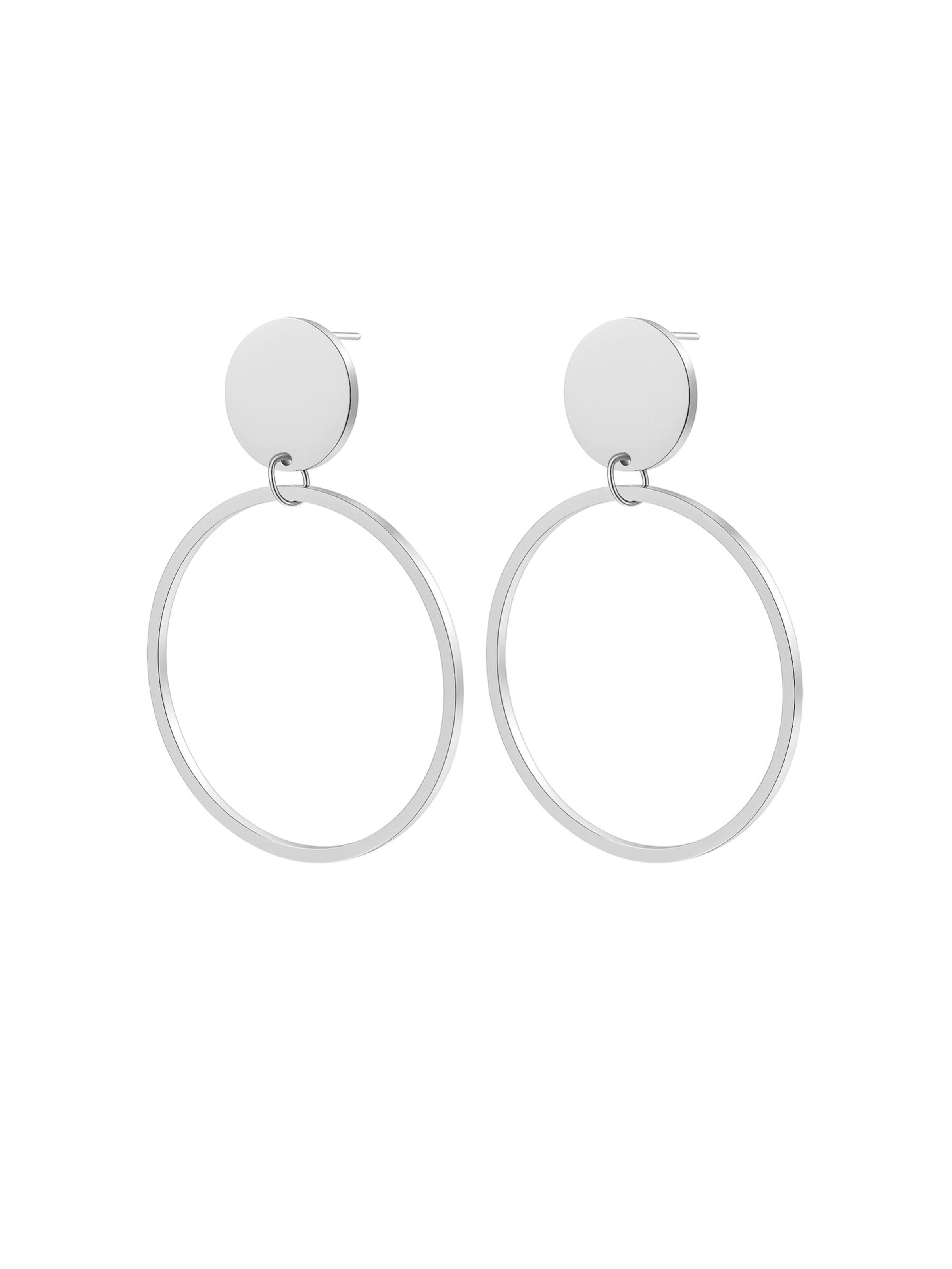 Hey Happiness - Pendientes 'Round Drop Hoop' en plata