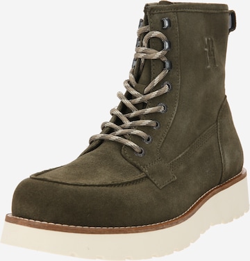 TOMMY HILFIGER - Bota com atacadores em verde: frente