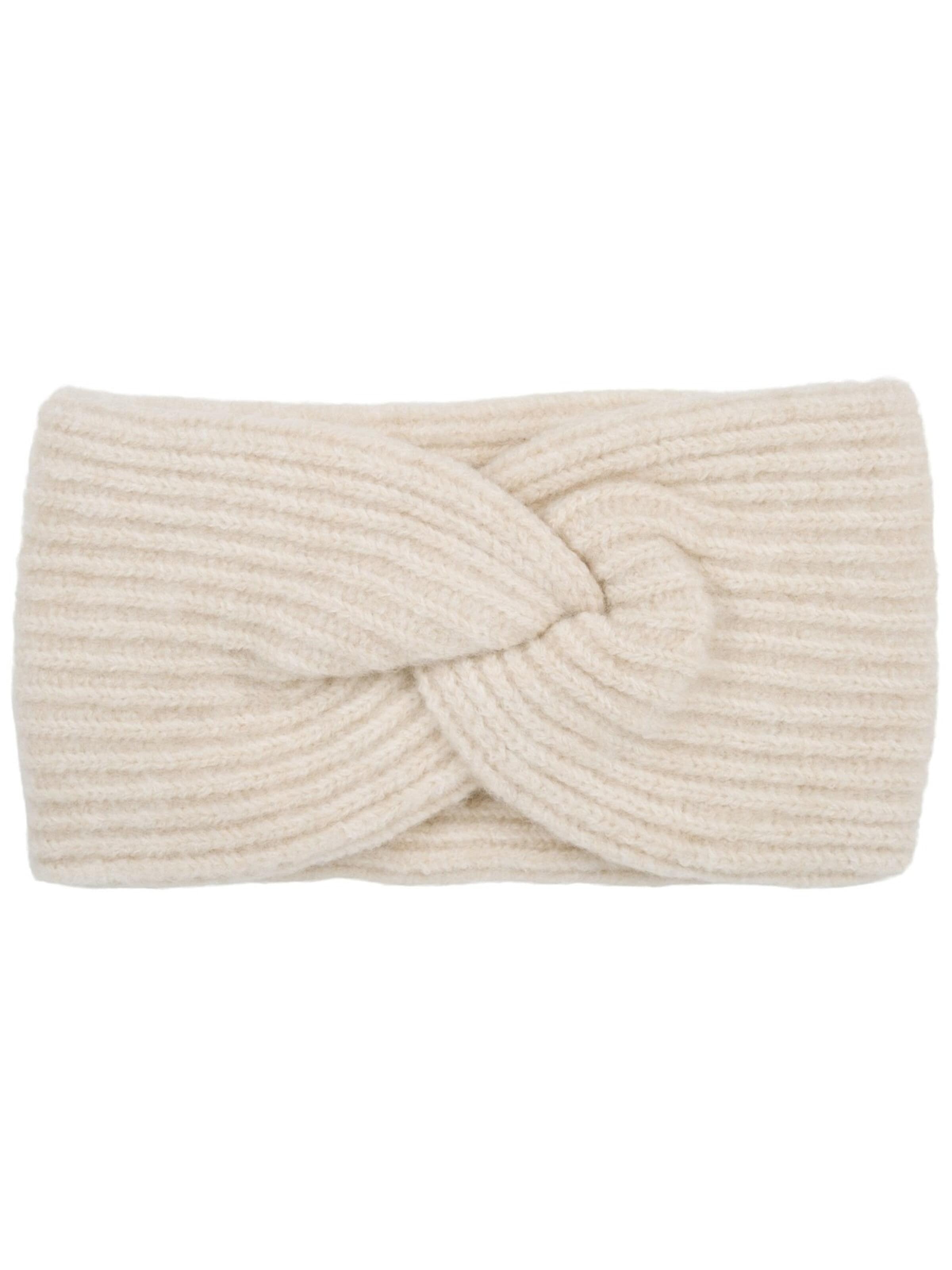styleBREAKER Headband 'Strick Stirnband Rippenmuster Twist Knoten' in Beige: front
