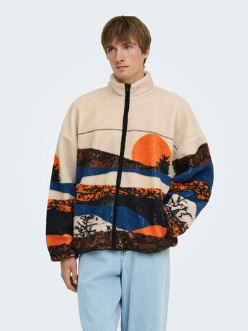Only & Sons Флисовая куртка 'ONSADAM' в Бежевый: спереди