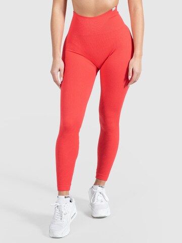 Skinny Pantalon de sport Smilodox en rouge : devant