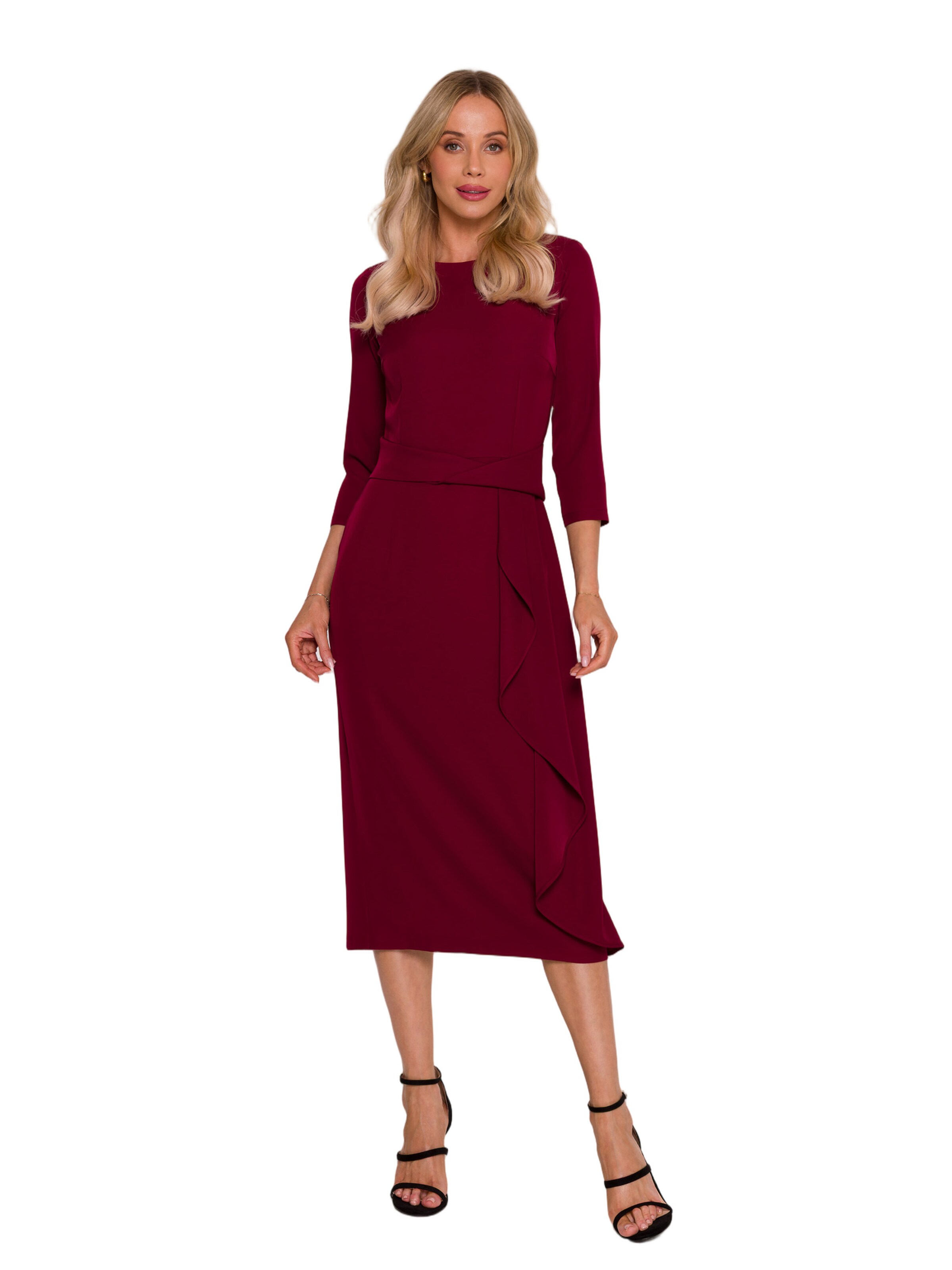 Stylove Sukienka 'Sukienka z falbaną' w kolorze czerwony
