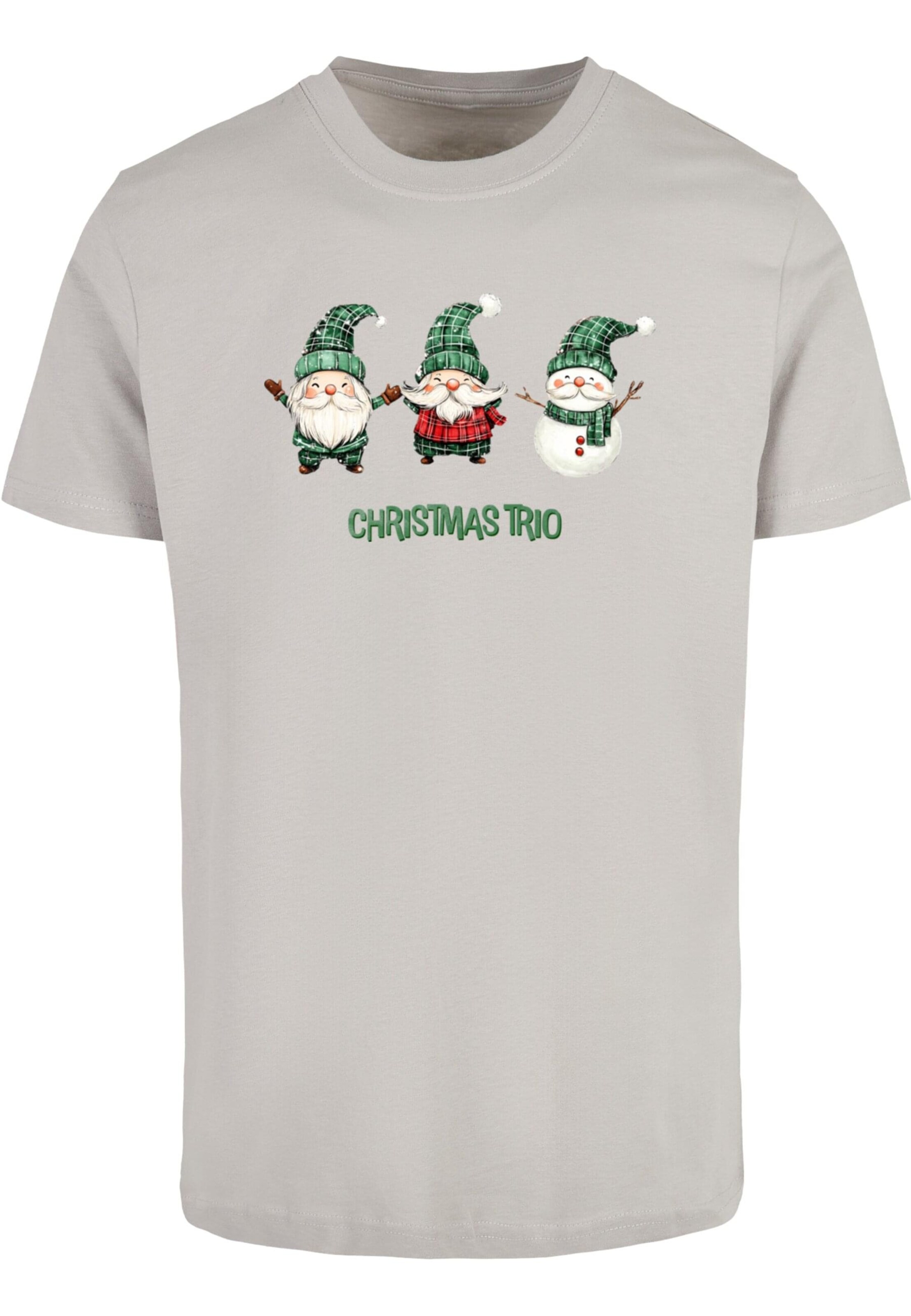 T-Shirt 'Christmas Santa Trio' Merchcode en gris : devant