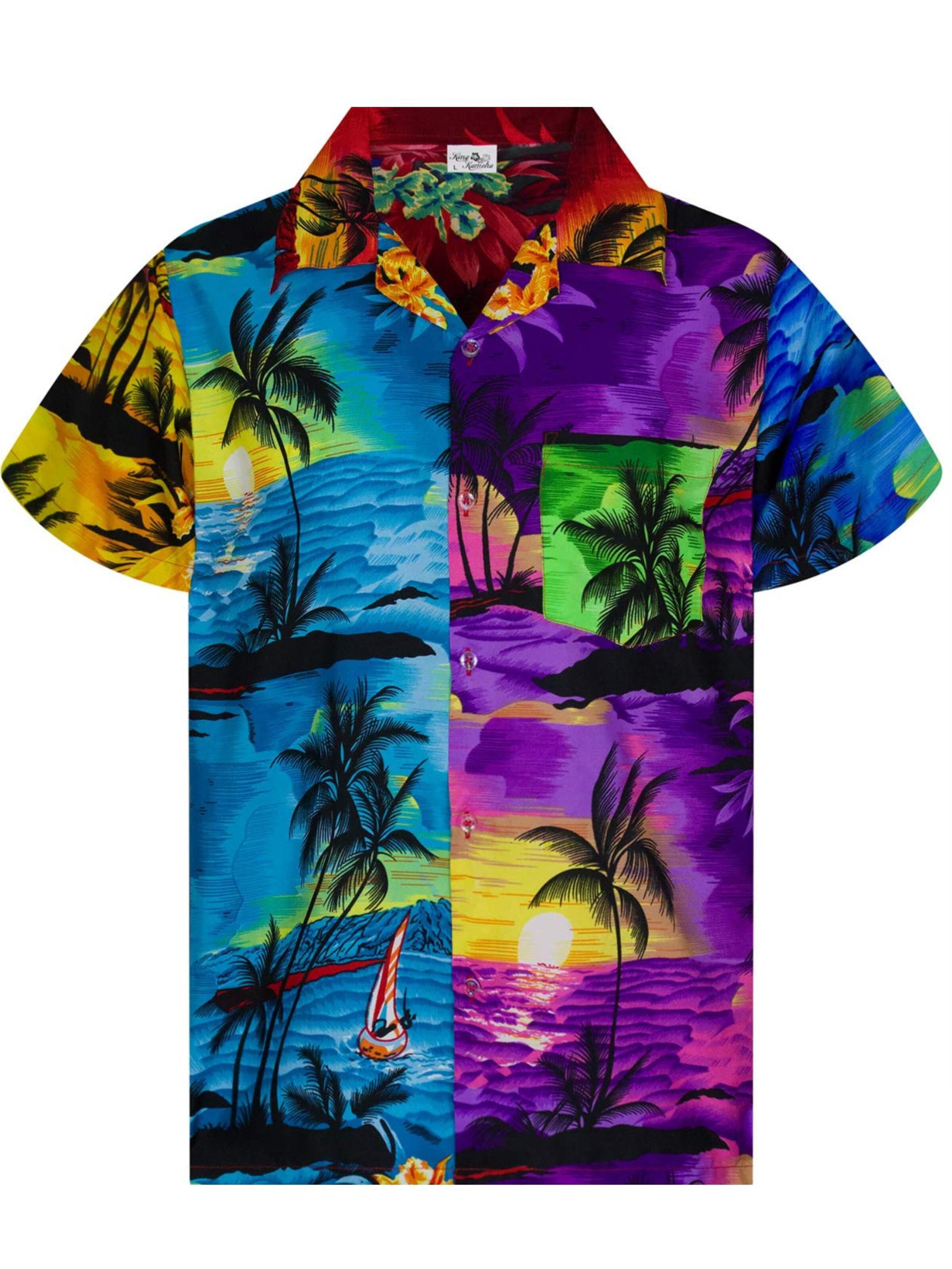 King Kameha Button Up Shirt 'Surf' in Mixed colors: front