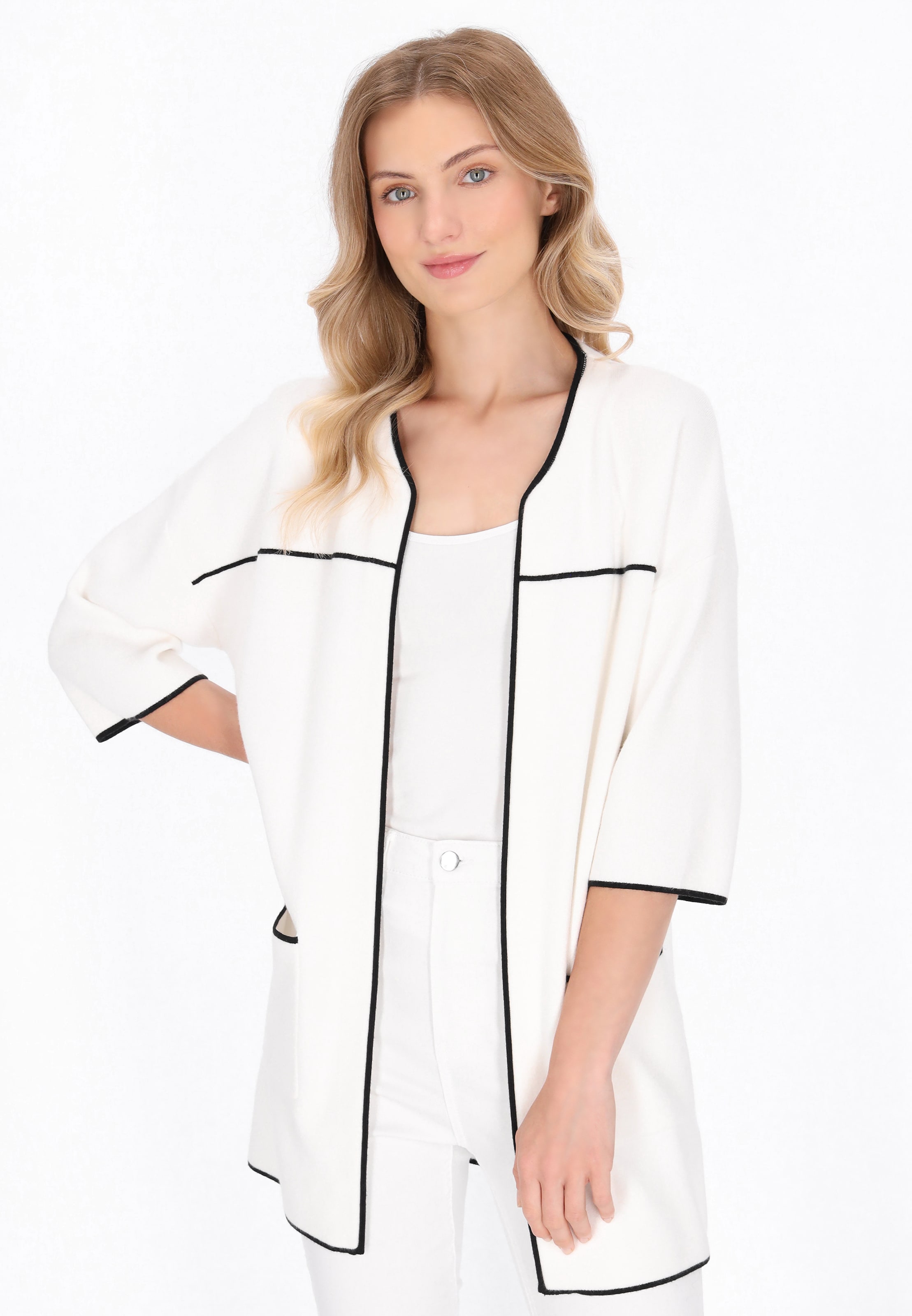 DreiMaster Maritim Strickjacke in Weiß: Vorderseite