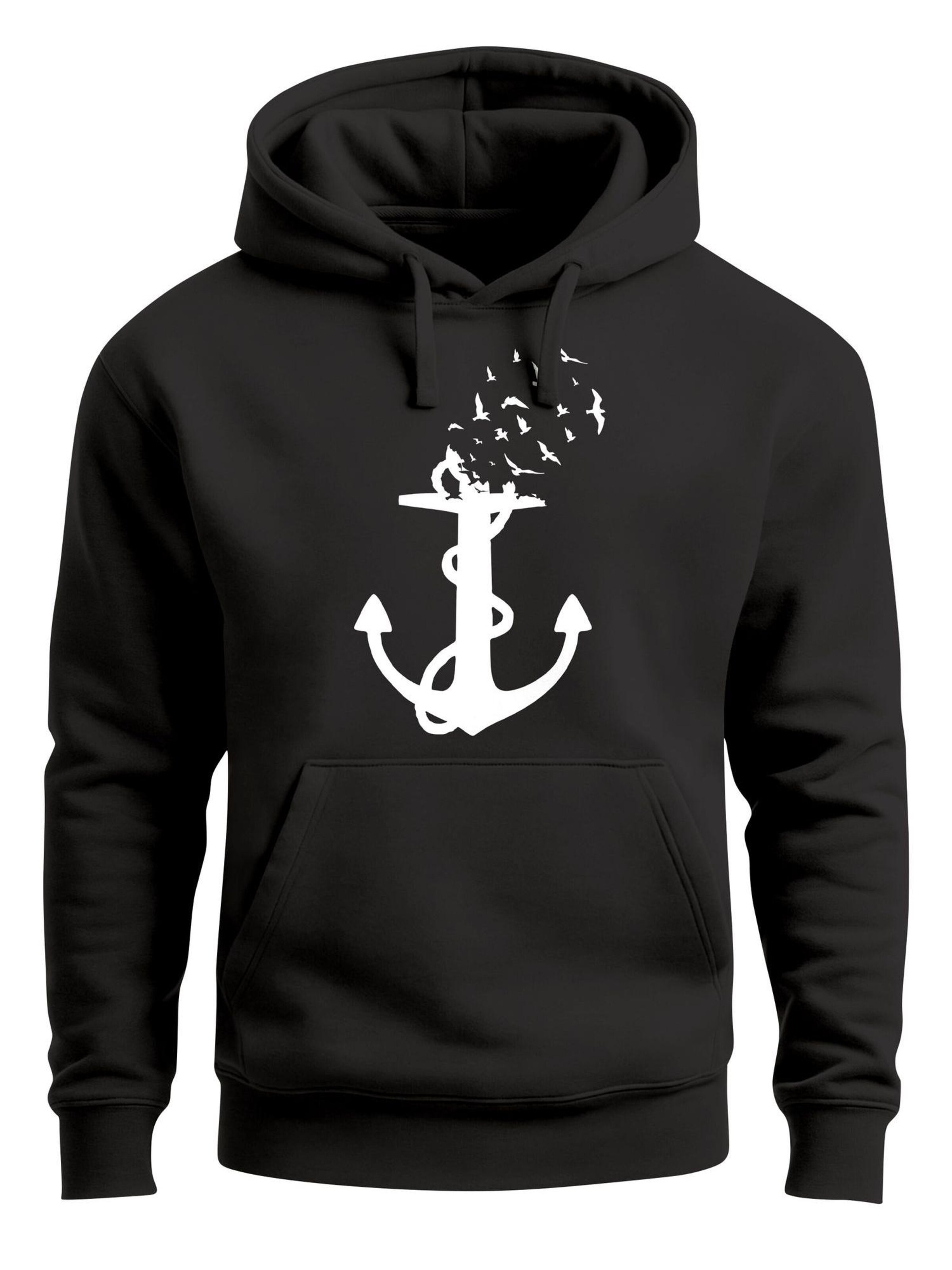 Neverless Sweatshirt 'Anker Vögel' in Black: front