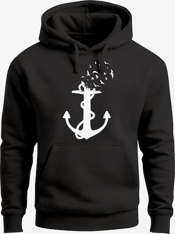 Neverless Sweatshirt 'Anker Vögel' in Black: front