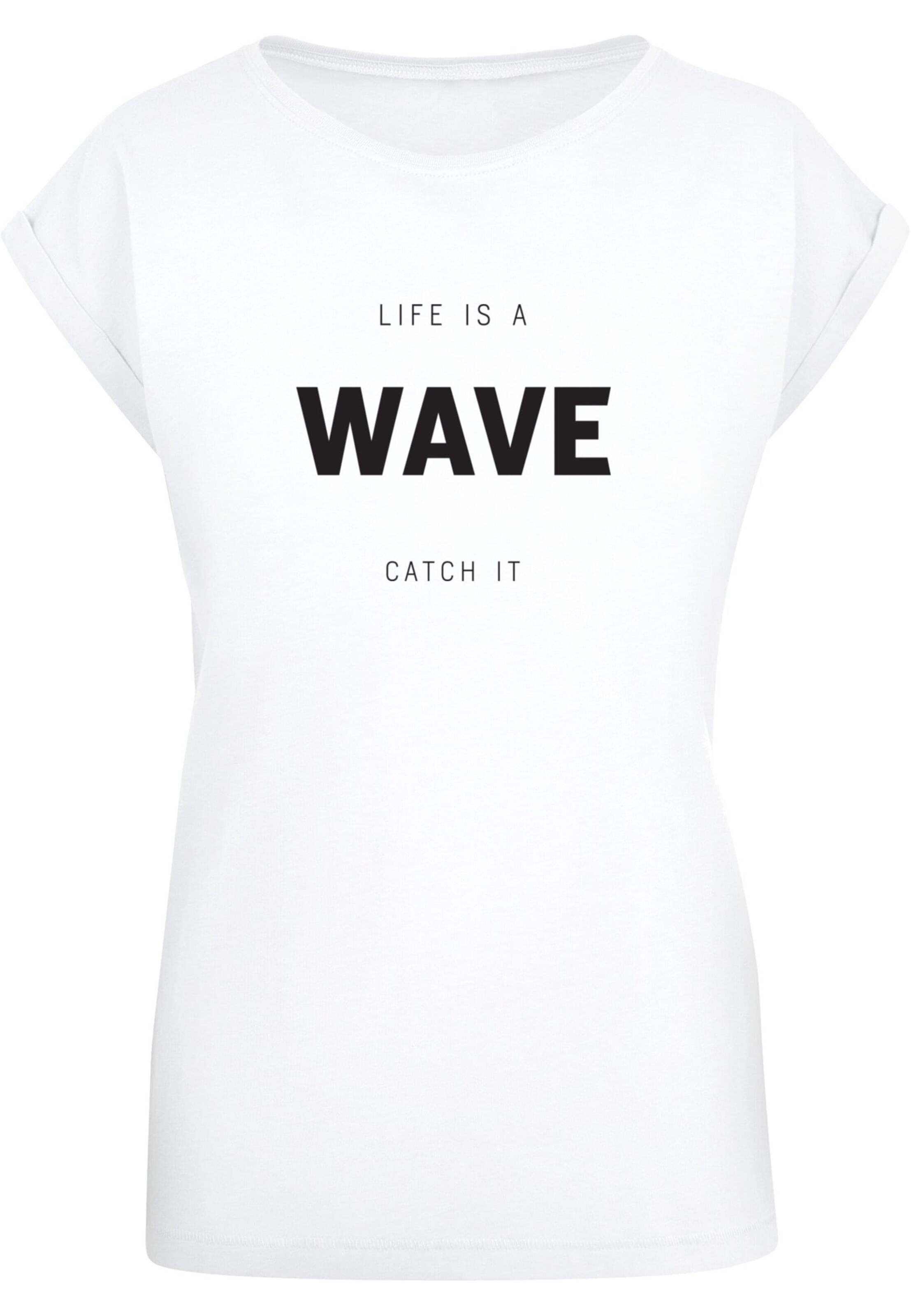 Merchcode Shirt 'Summer - Life Is A Wave' in Wit: voorkant