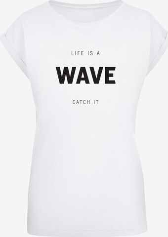 Merchcode Shirt 'Summer - Life Is A Wave' in White: front