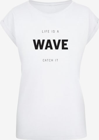 Merchcode Shirt 'Summer - Life Is A Wave' in Wit: voorkant