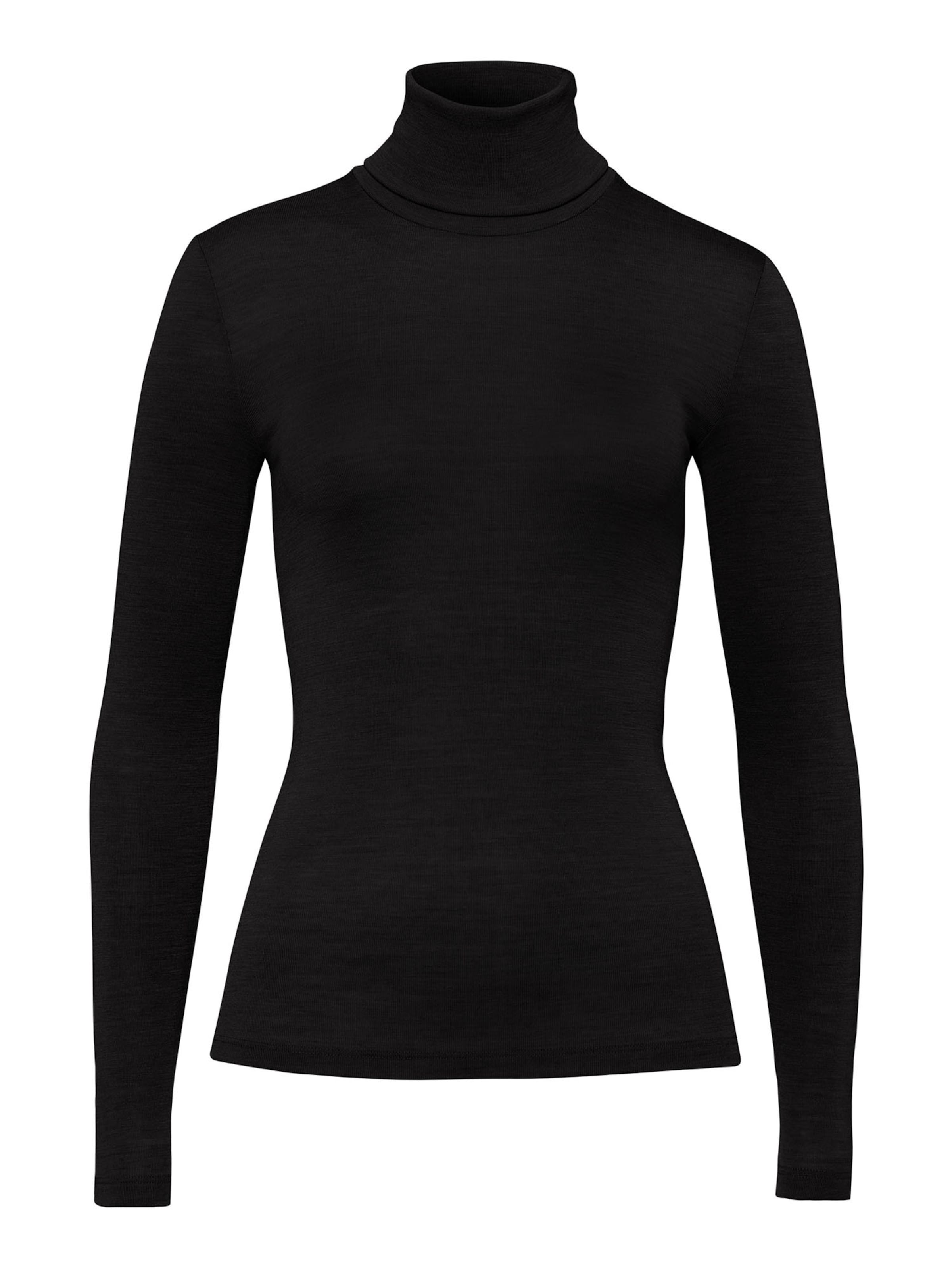 Hanro Base Layer 'Woolen Silk' in Schwarz: Vorderseite