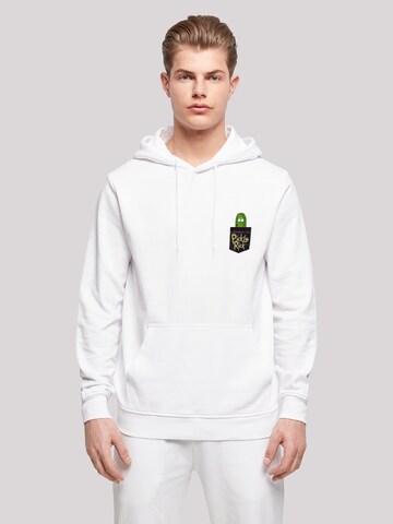 Sweat-shirt 'Rick and Morty Pickle Rick' F4NT4STIC en blanc : devant