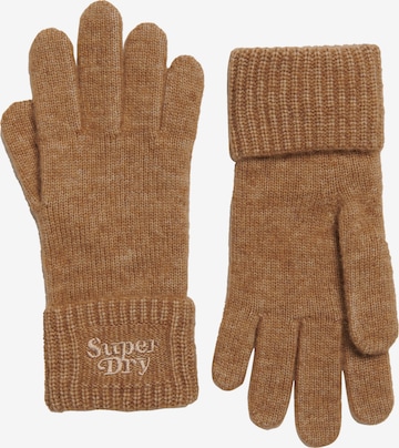 Superdry Full Finger Gloves in Brown: front