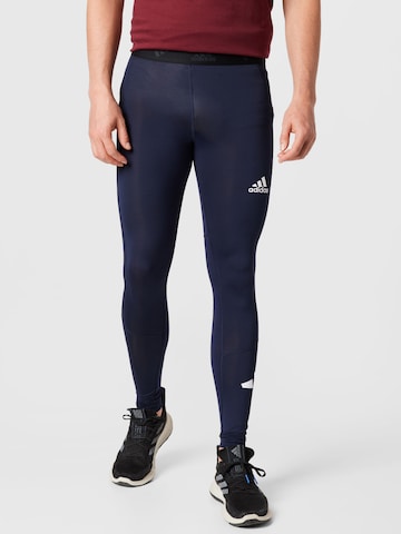 ADIDAS PERFORMANCE Skinny Sportovní kalhoty – modrá: přední strana