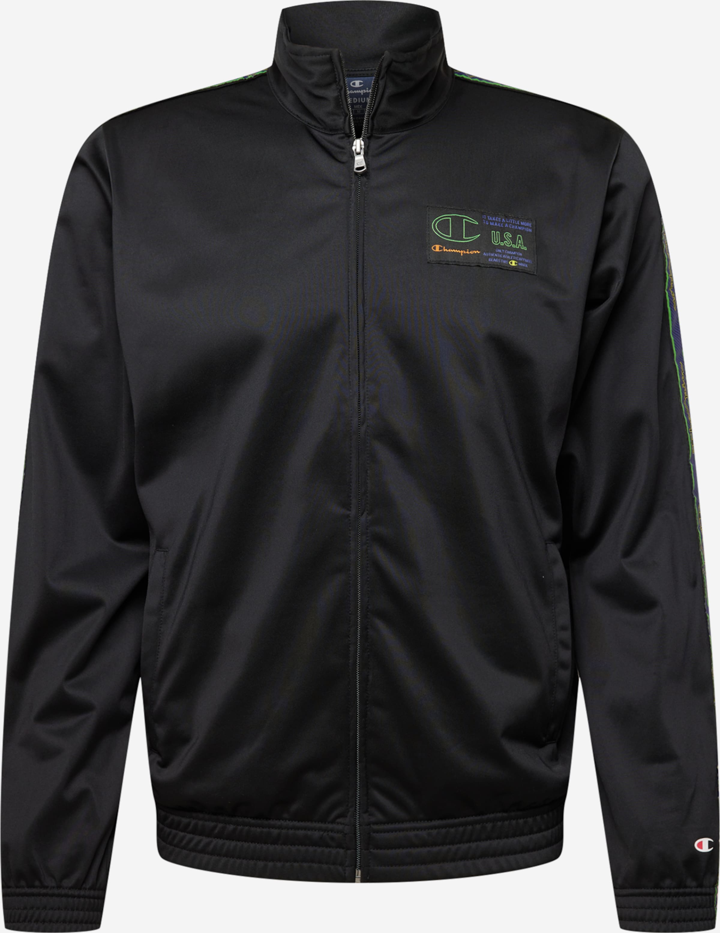 Black champion windbreaker mens sale