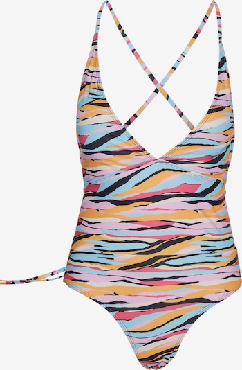 VERO MODA Badeanzug 'Caras' in hellblau / safran / pink / hellpink, Produktansicht