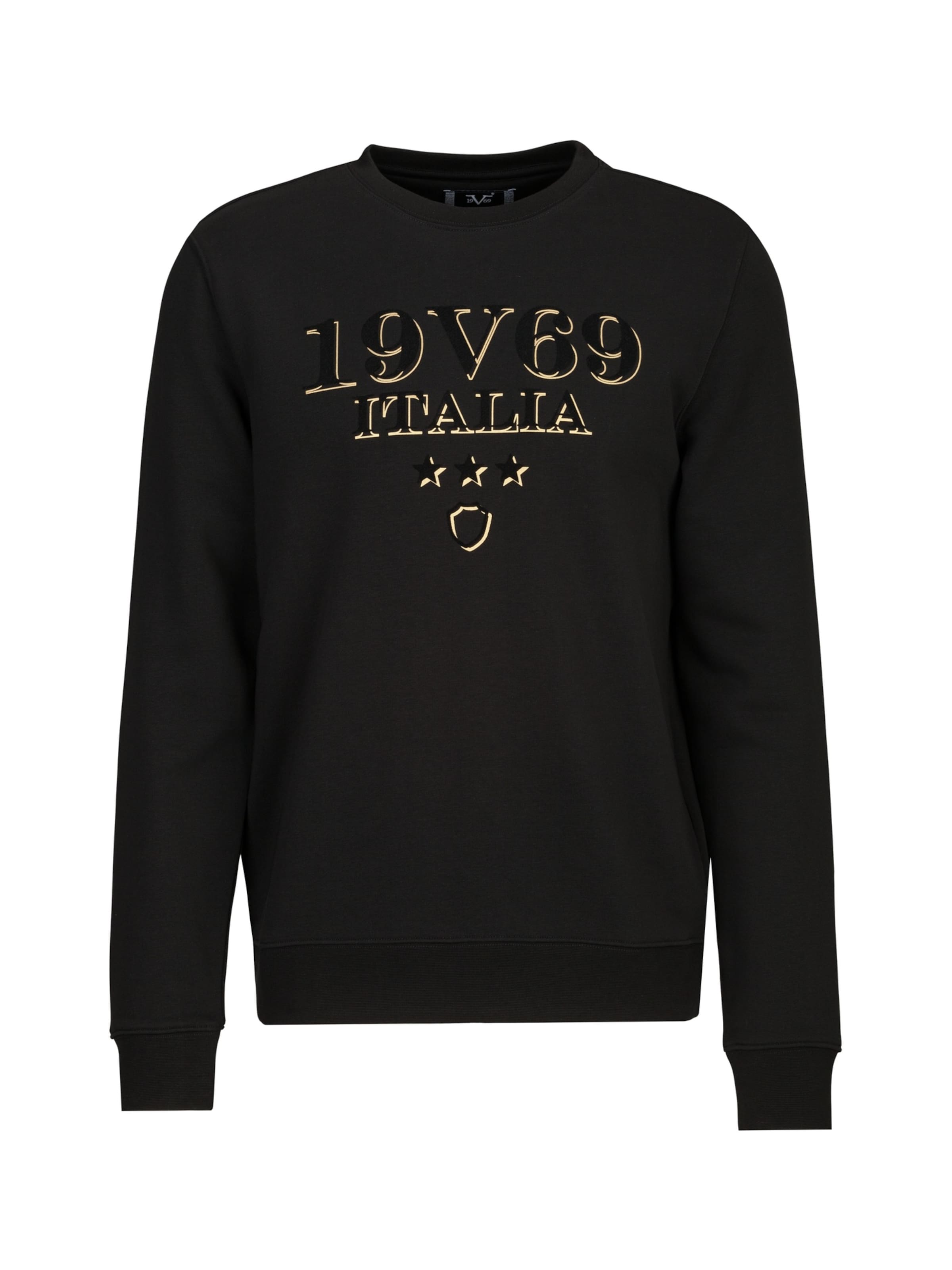 19V69 ITALIASweater majica 'Nico Carrier 3' - crna boja: prednji dio