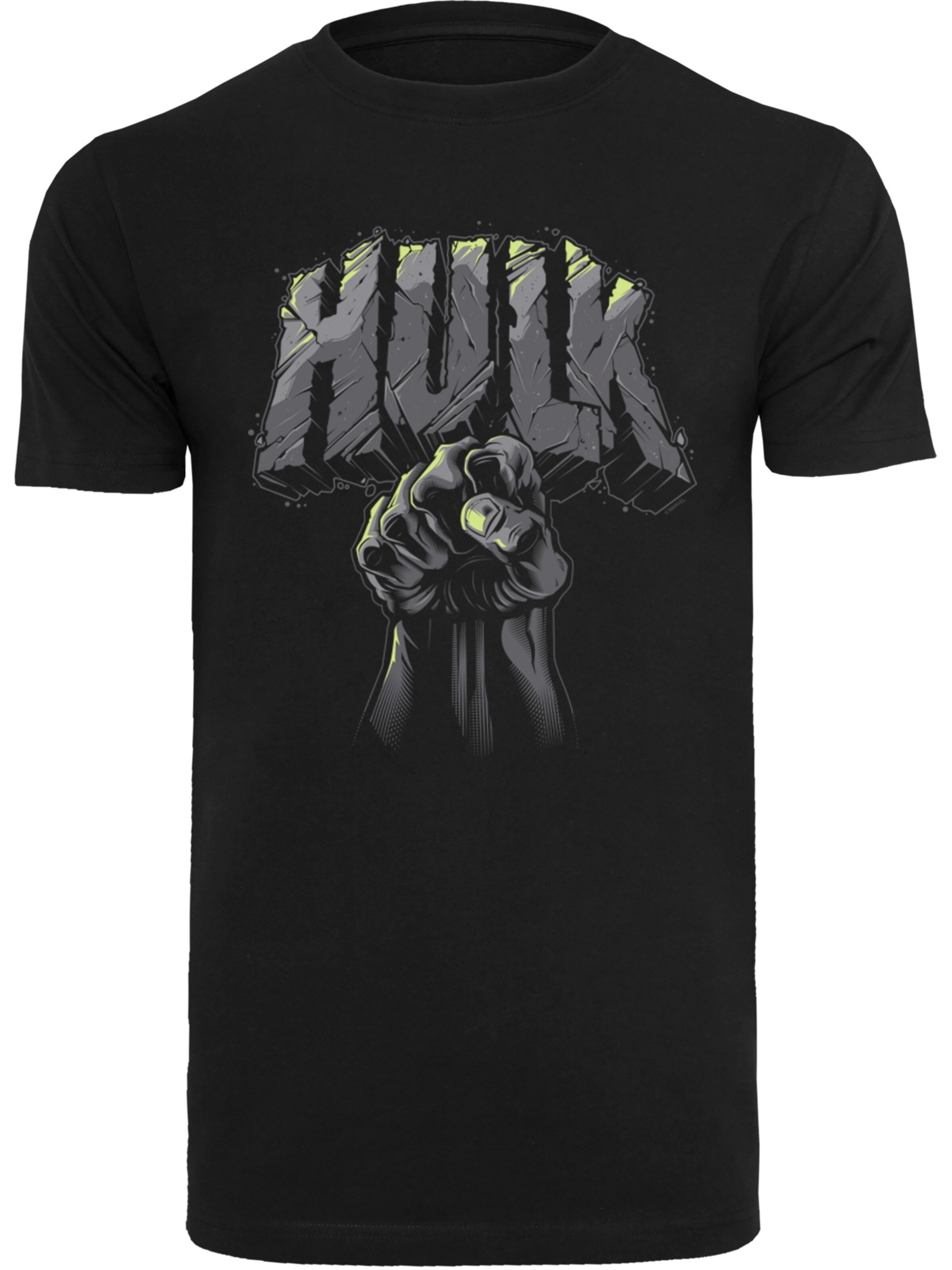 Maglietta 'Marvel Hulk Punch' di F4NT4STIC in nero: frontale