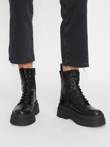 PS Poelman Lace-Up Ankle Boots in Black: front