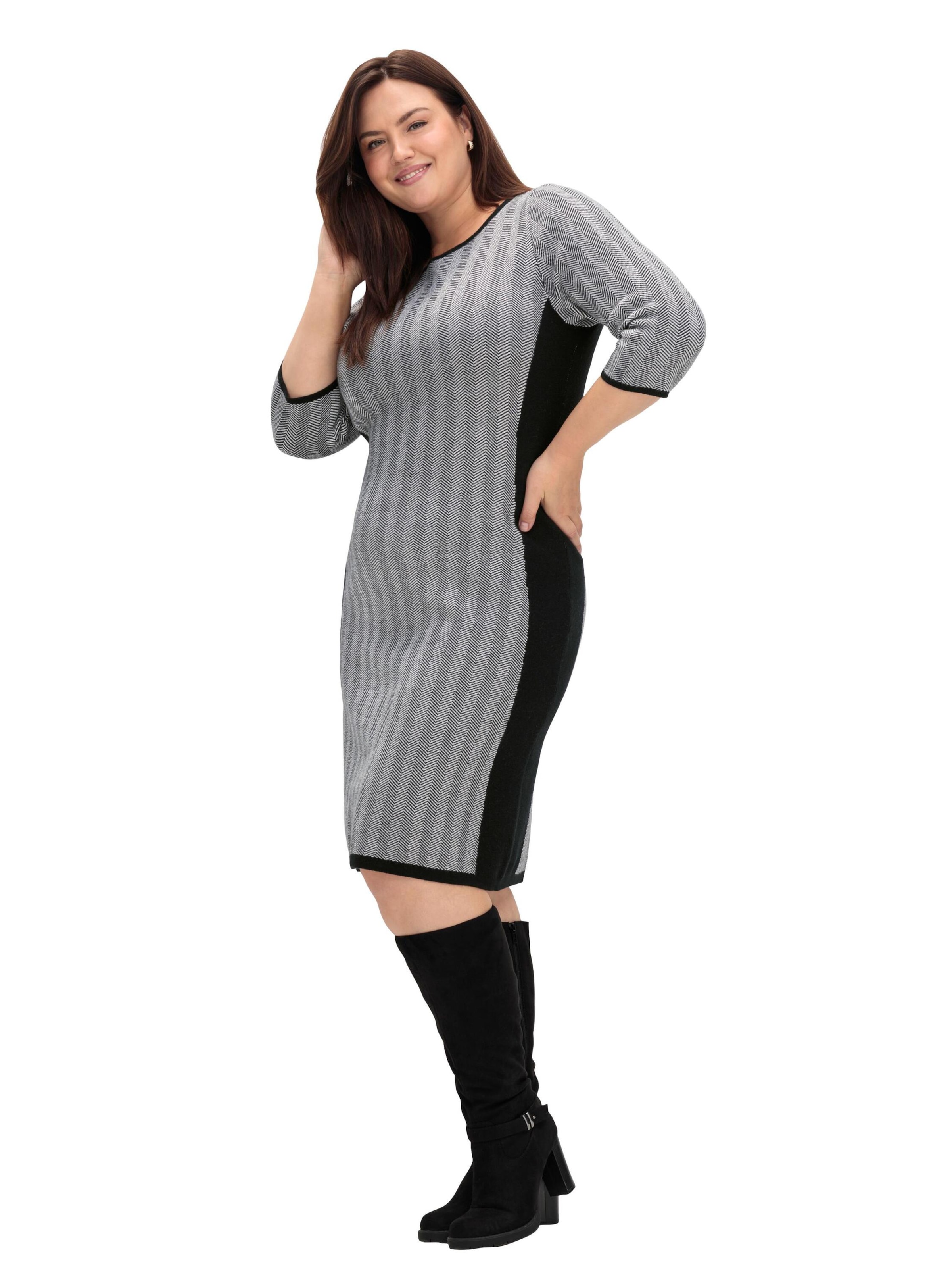 SHEEGO Pletena obleka | siva barva