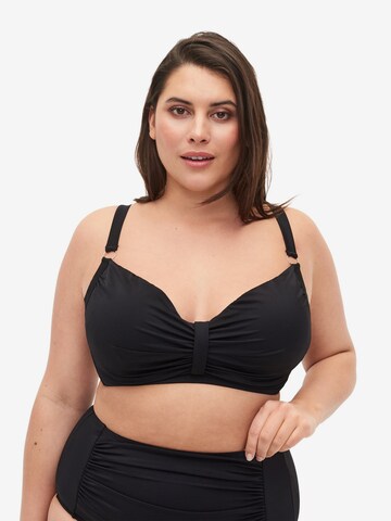 Swim by Zizzi Bustier Bikinitop in Zwart: voorkant