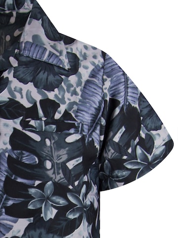 T-Shirt 'Green Purple Flower' King Kameha en noir
