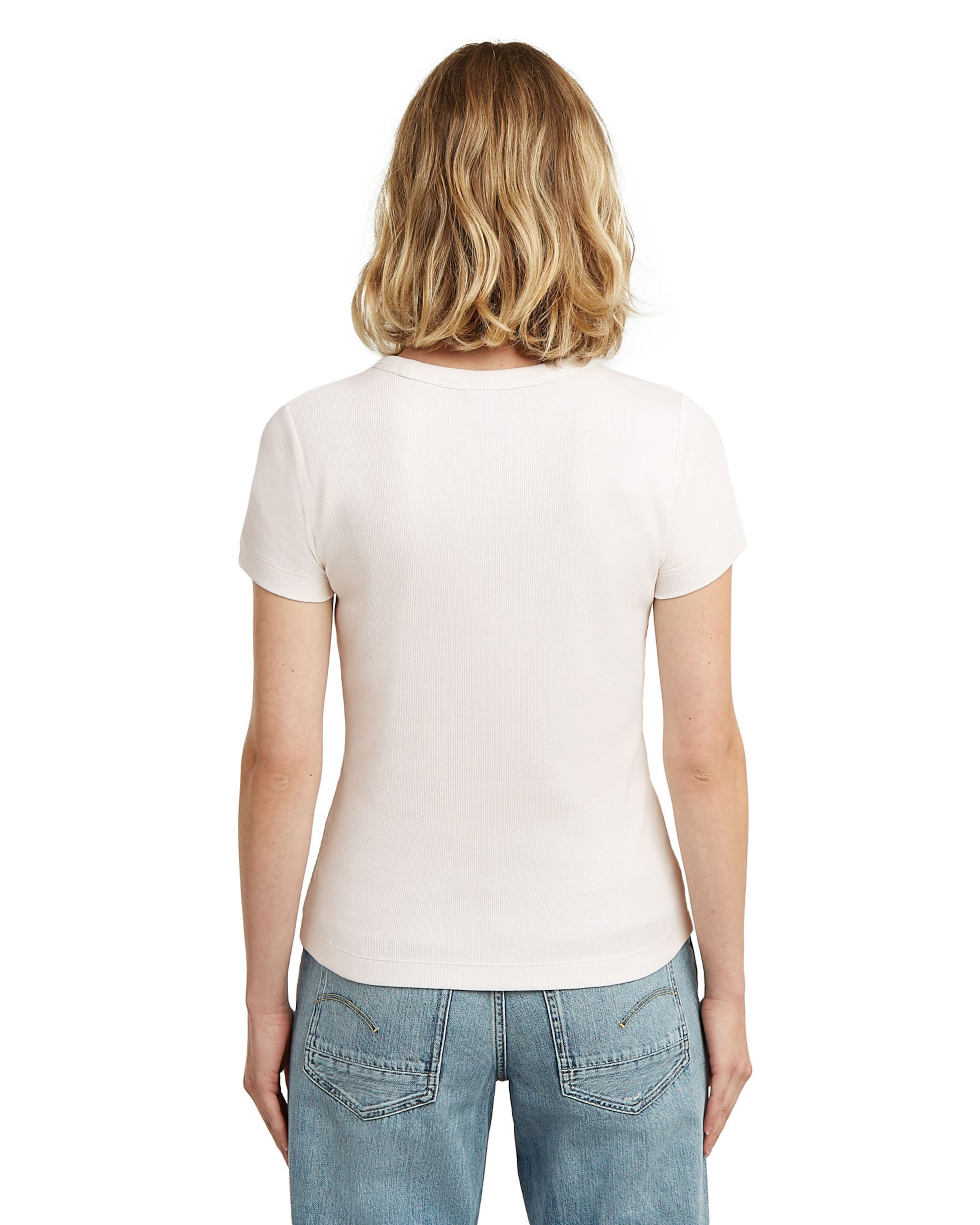 G-STAR T-Shirt - 'Slim Rib T-Shirt' in Weiß
